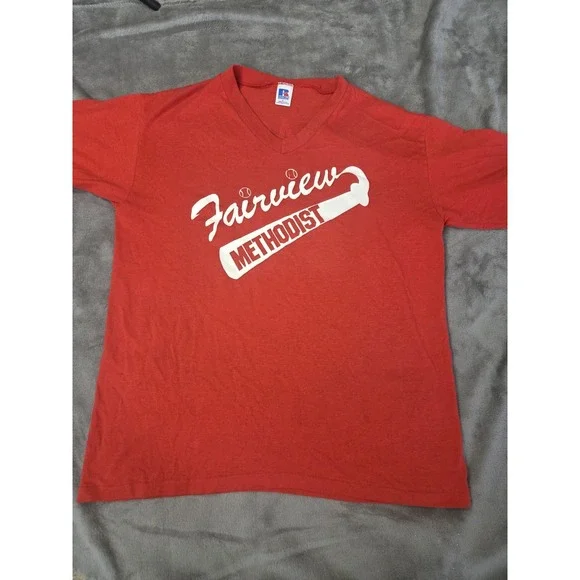 Vintage Russell Athletic Baseball Coach T Shirt Fairview Methodist Large USA - Picture 1 of 12